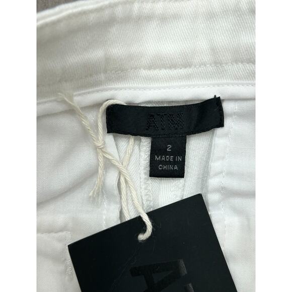 ATM Women's Mid Rise Slim Cropped Twill Ankle Pants AW9344-RAZ in Chalk Size 2 - Picture 7 of 11